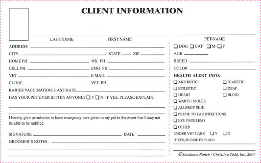 Client Information Card