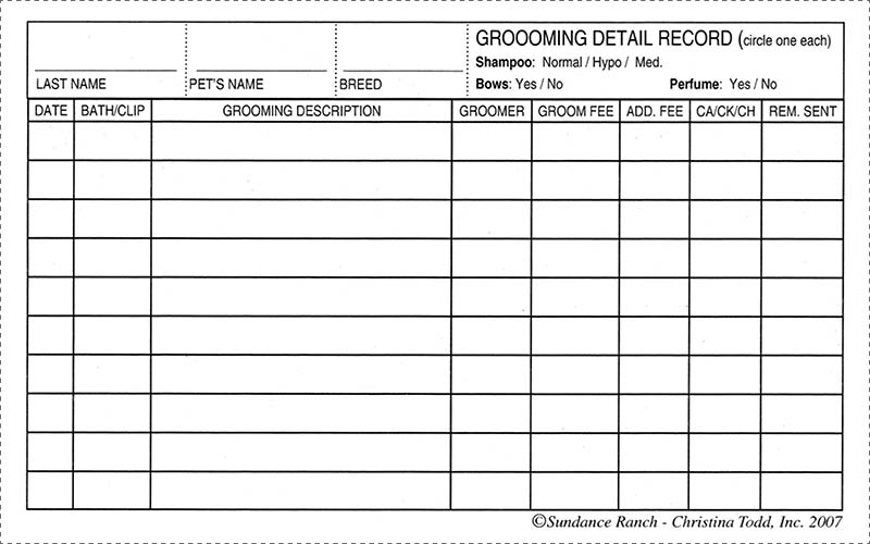 Grooming Detail Card